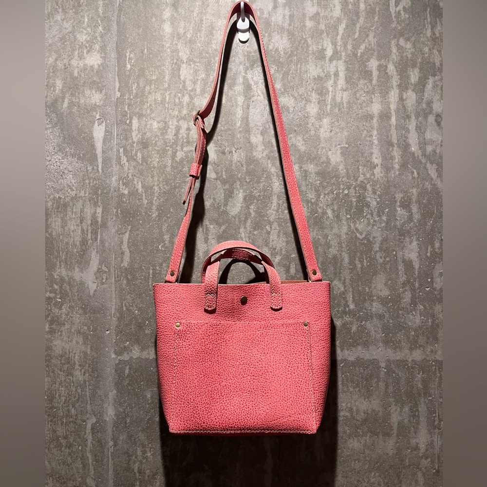 NWOT Portland Leather Goods Mini Crossbody Tote in Coral Pebbled Leather